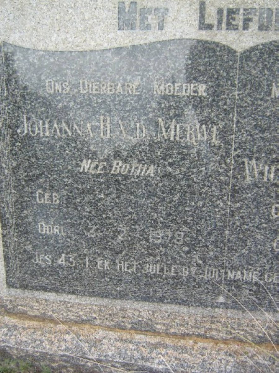 MERWE Johanna H., v.d. nee BOTHA  -1978