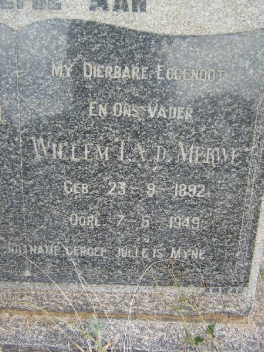 MERWE Willem T.,v.d. 1892-1949