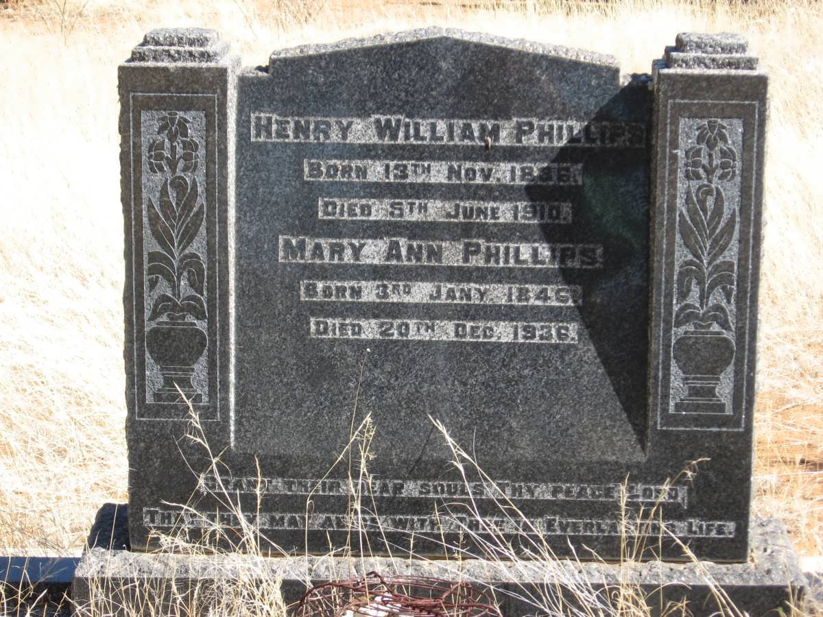 PHILLIPS Henry William 1836-1910 &amp; Mary Ann 1846-1936