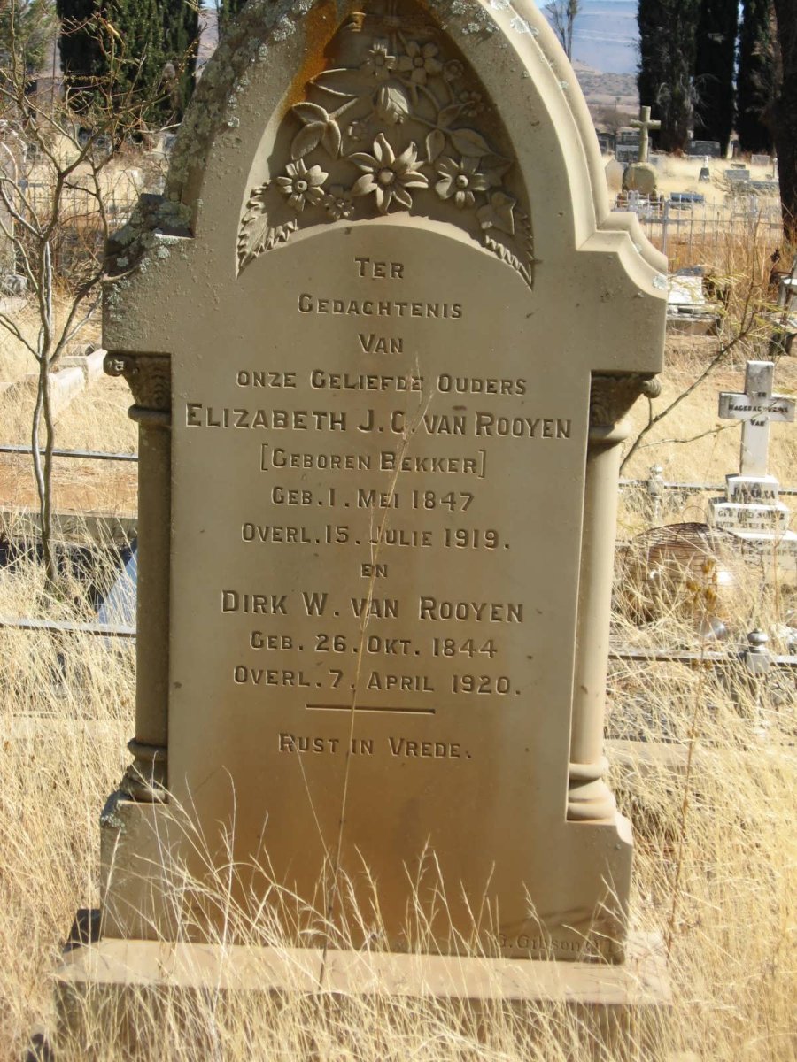ROOYEN Dirk W., van 1844-1920 &amp;  Elizabeth J.C. BEKKER 1847-1919