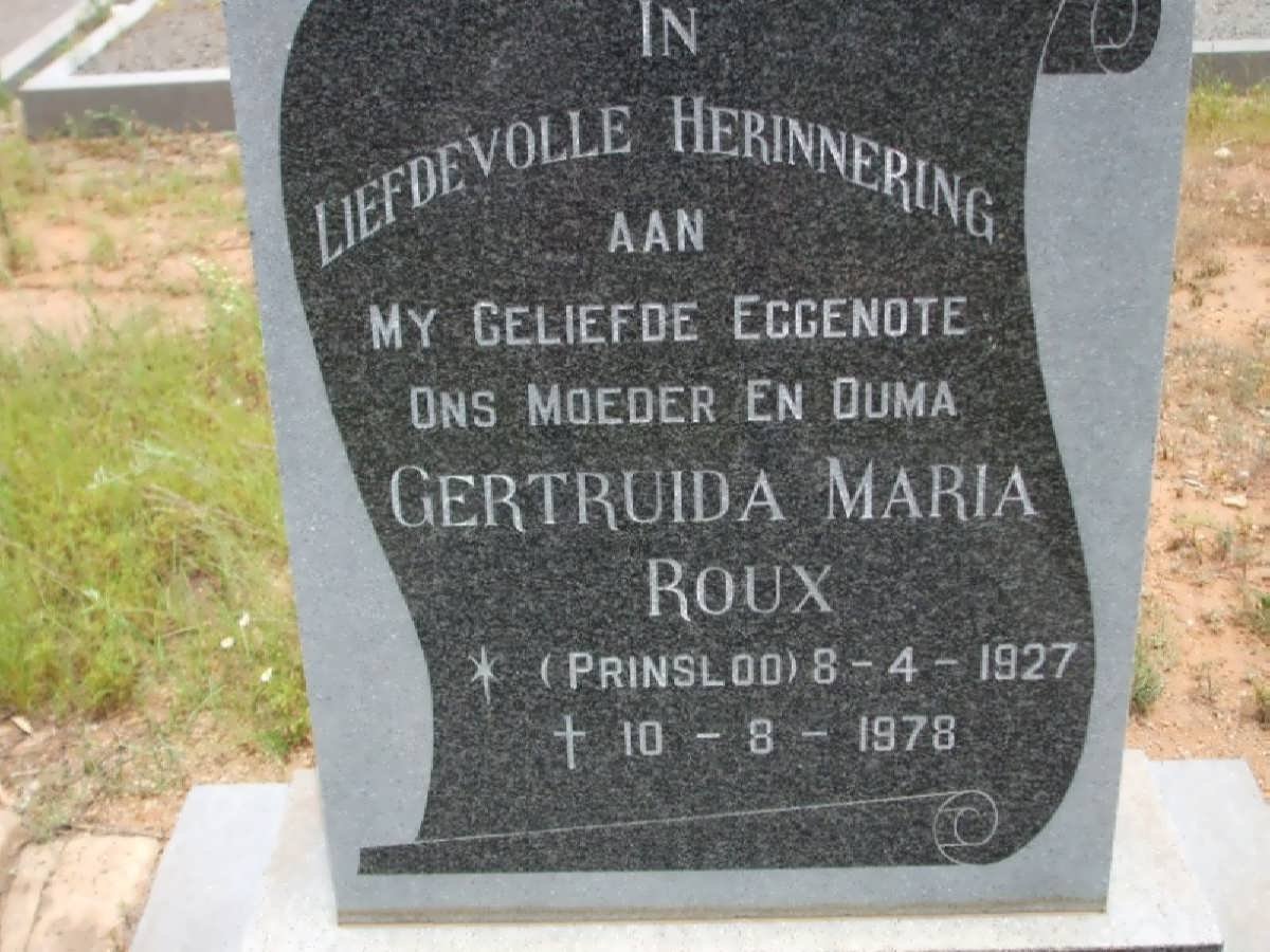 ROUX Gertruida Maria nee PRINSLOO 1927-1978
