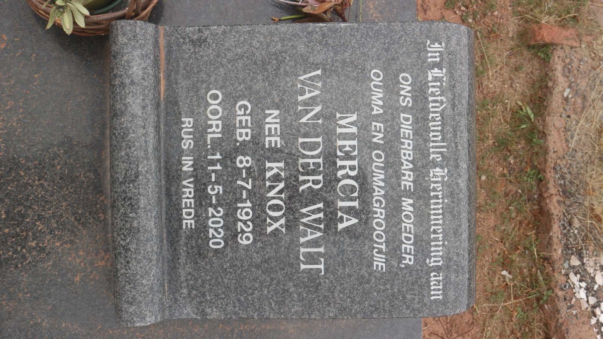 WALT Mercia, van der nee KNOX 1929-2020