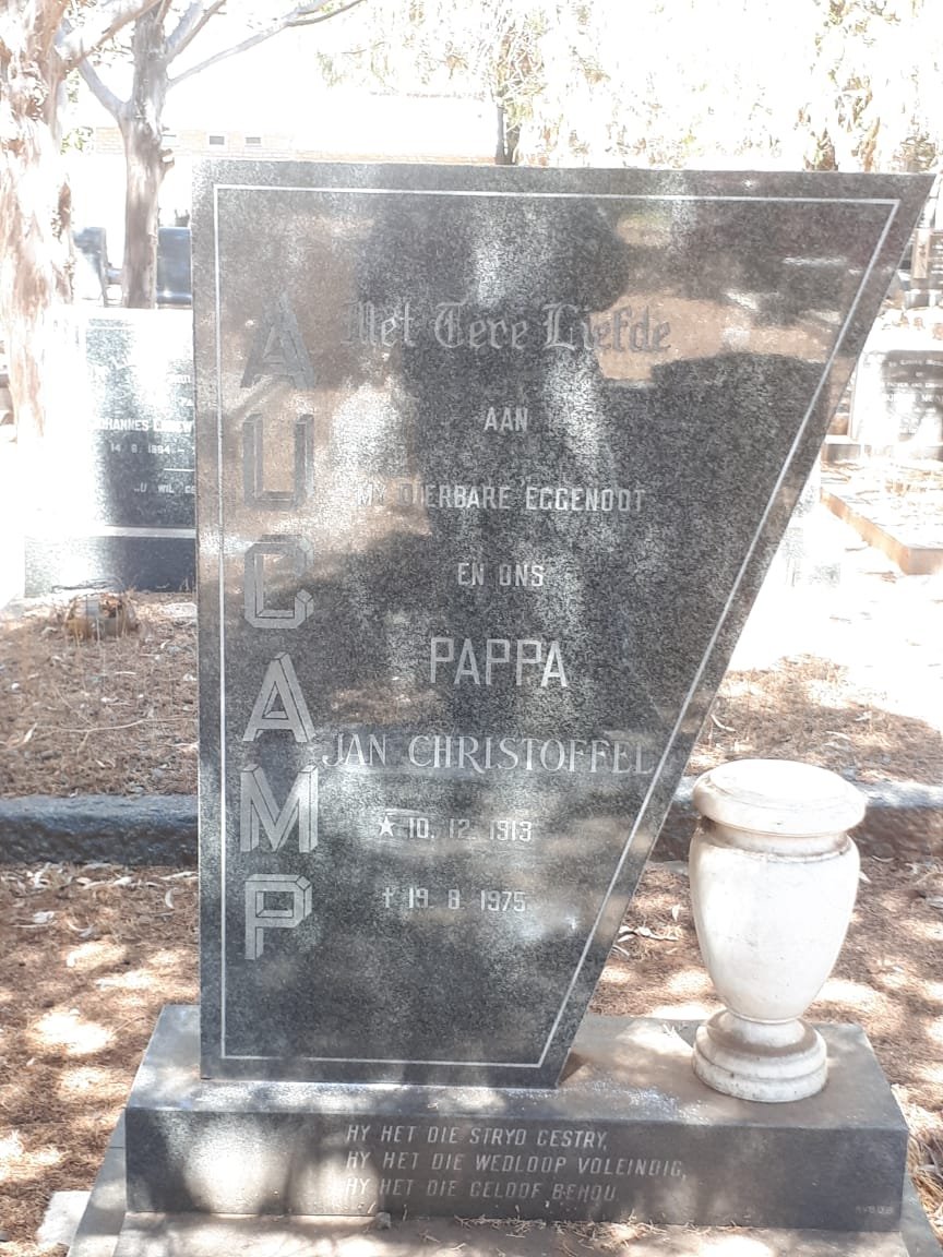 AUCAMP Jan Christoffel 1913-1975 &amp; Nellian Beatrix GREEFF 1921-2001