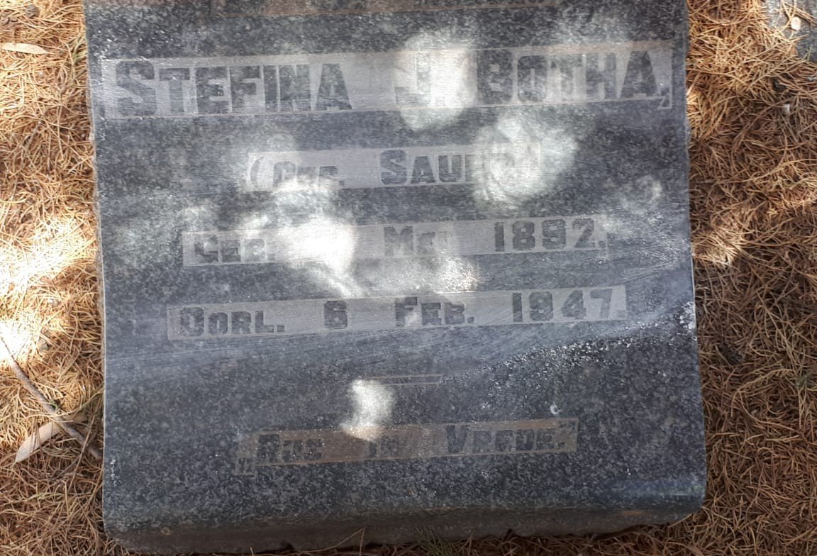 BOTHA Stefina J. nee SAUER 1892-1947