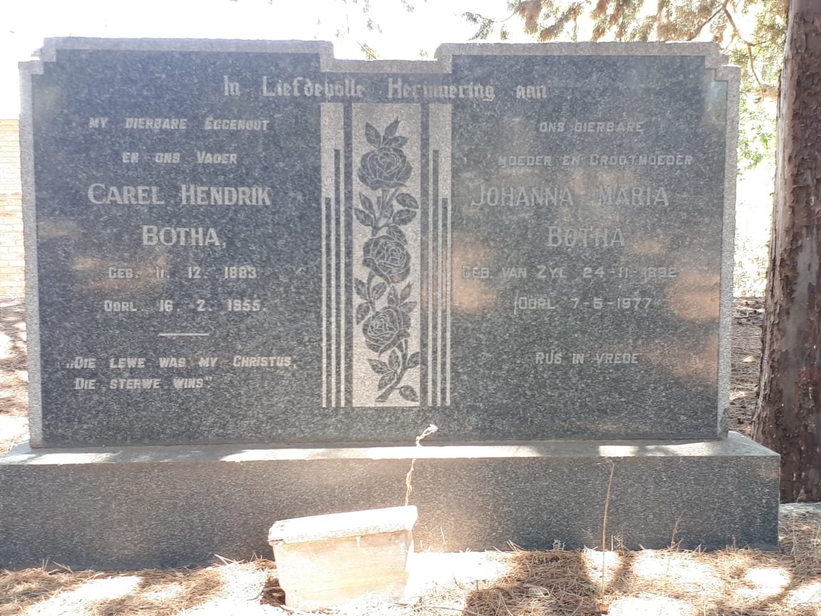 BOTHA Carel Hendrik 1883-1955 &amp; Johanna Maria VAN ZYL 1892-1977