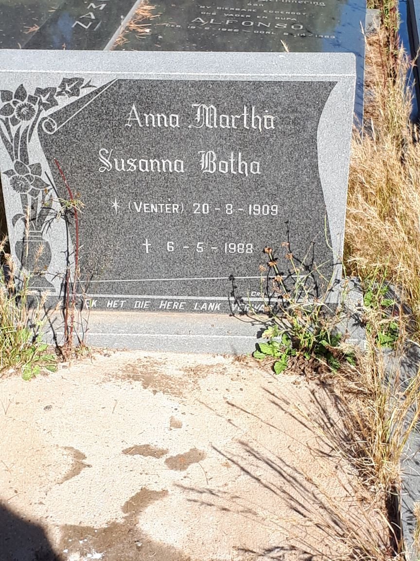 BOTHA Anna Martha Susanna nee VENTER 1909-1988