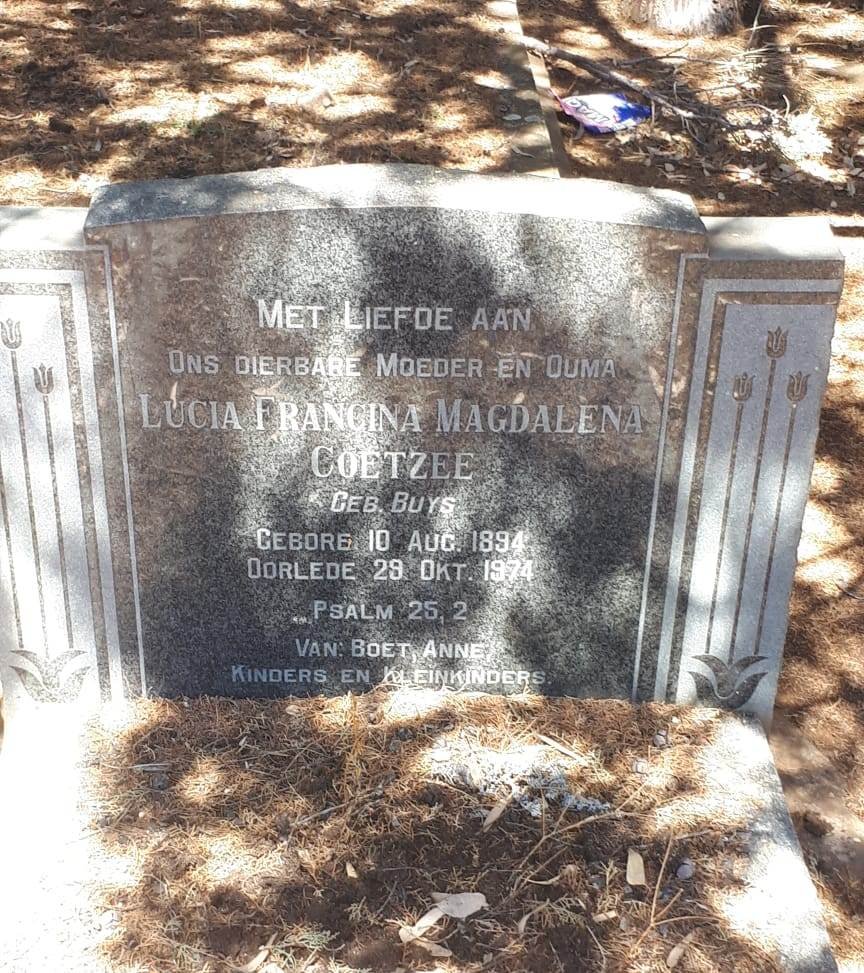 COETZEE Lucia Francina Magdalena nee BUYS 1894-1974