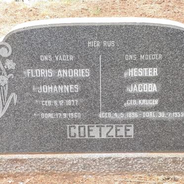 COETZEE Floris Andries Johannes 1877-1960 &amp; Hester Jacoba KRUGER 1896-1959
