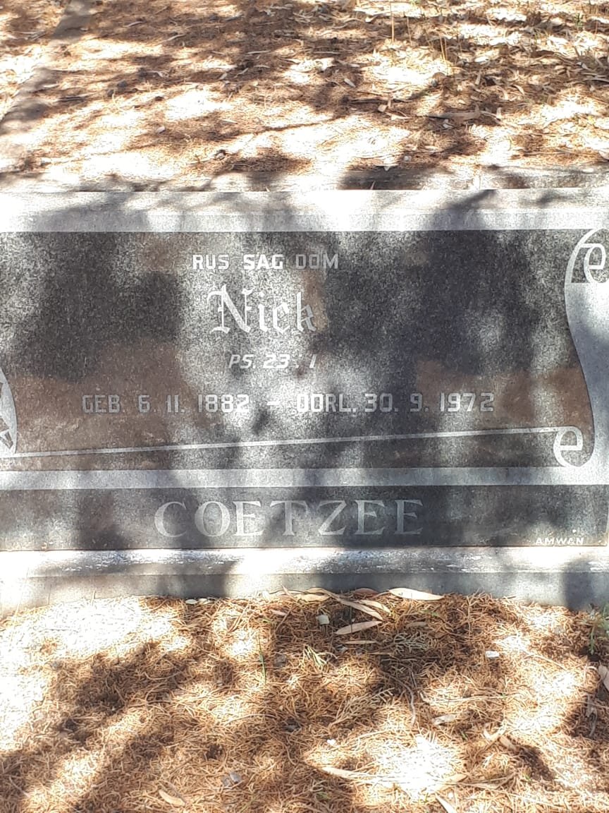 COETZEE Nick 1882-1972