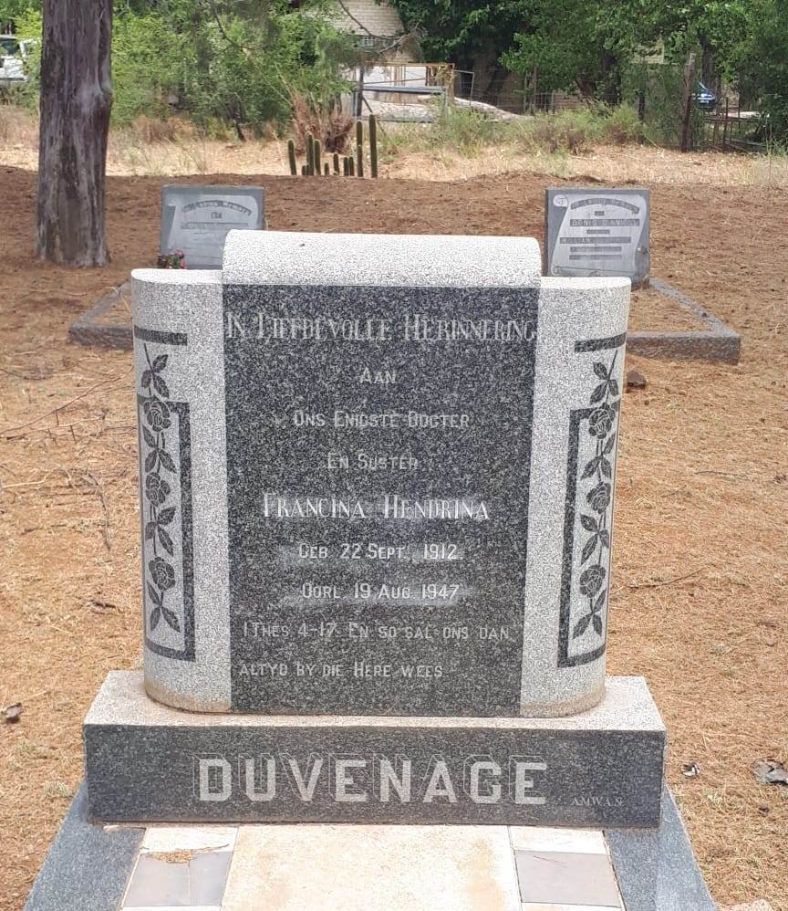 DUVENAGE Francina Hendrina 1912-1947
