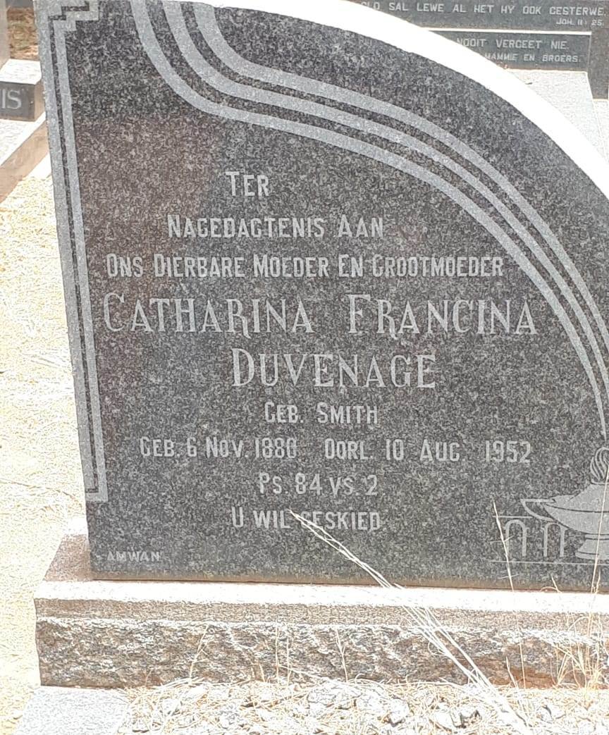 DUVENAGE Catharina Francina nee SMITH 1880-1952