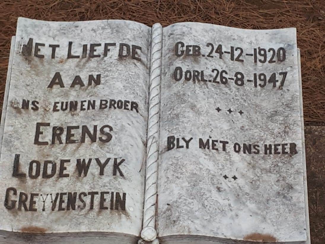 GREYVENSTEIN Erens Lodewyk 1920-1947