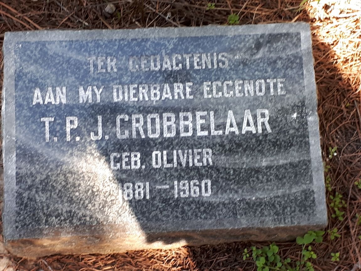 GROBBELAAR T.P.J nee OLIVIER 1881-1960
