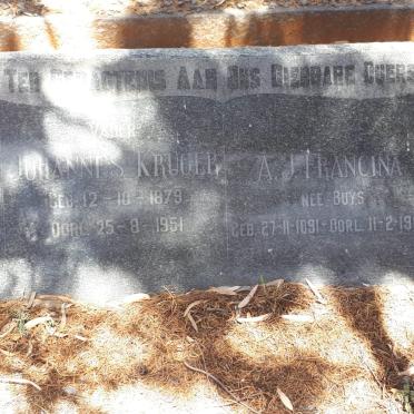 KRUGER Johannes 1879-1951 &amp;  A.J. Francina BUYS 1891-1980