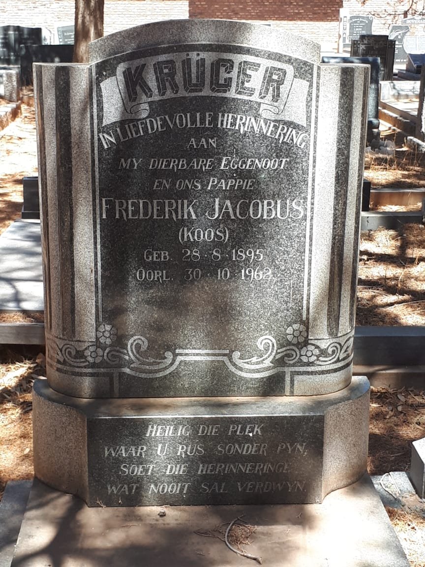 KRUGER Frederik Jacobus 1895-1962