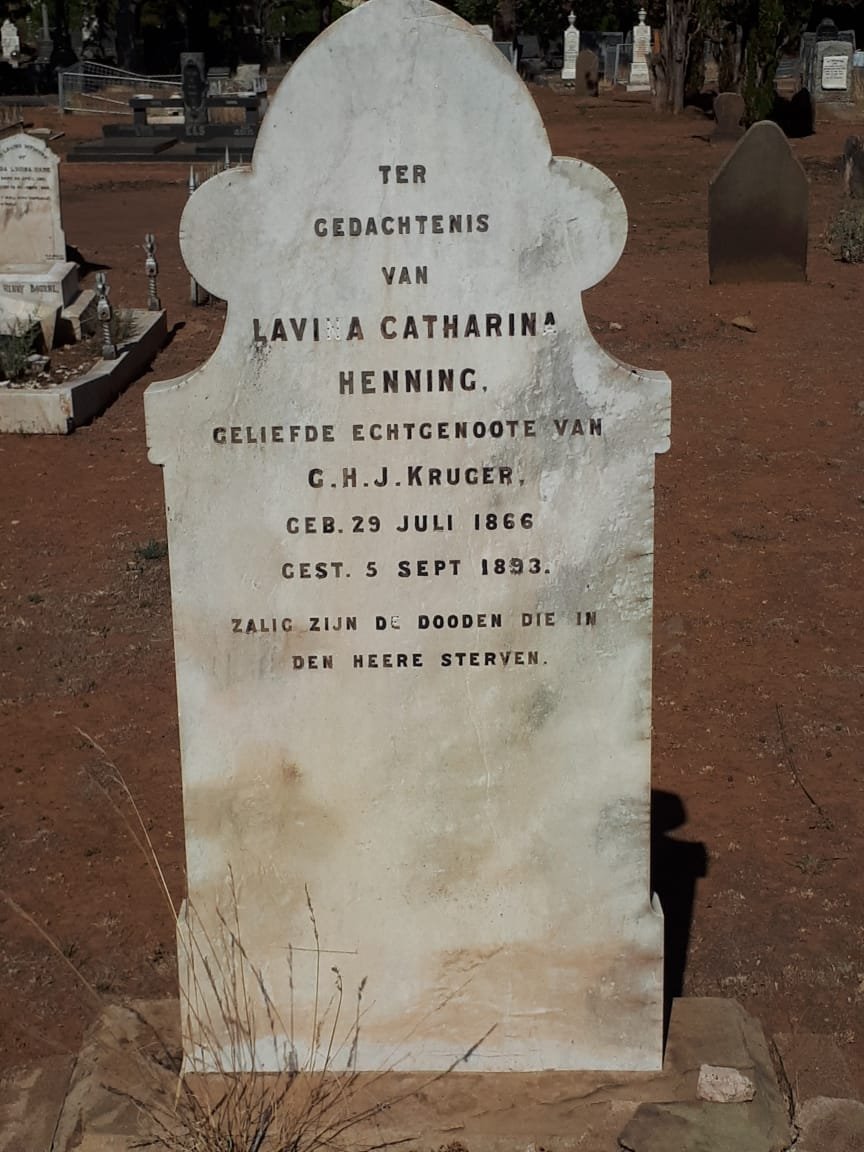 KRUGER Lavina Catharina nee HENNING 1866-1893