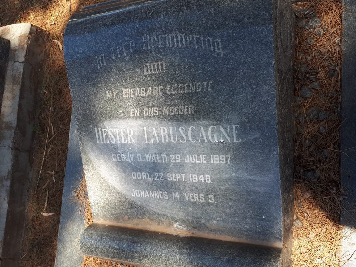 LABUSCAGNE Hester nee V.D. WALT 1897-1948