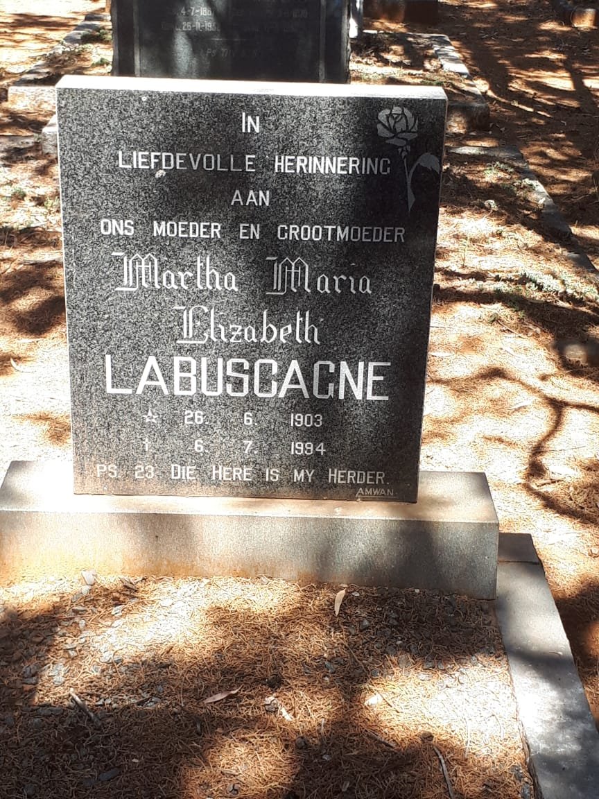 LABUSCAGNE Martha Maria Elizabeth 1903-1994
