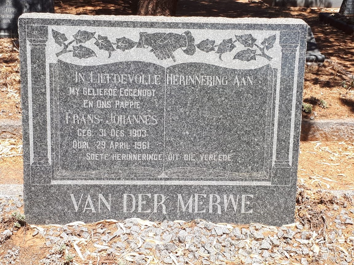 MERWE Frans Johannes, van der 1903-1961