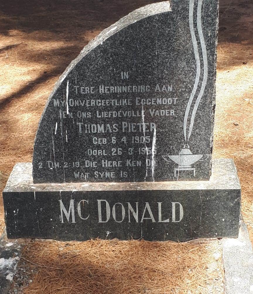 MCDONALD Thomas Pieter 1905-1956