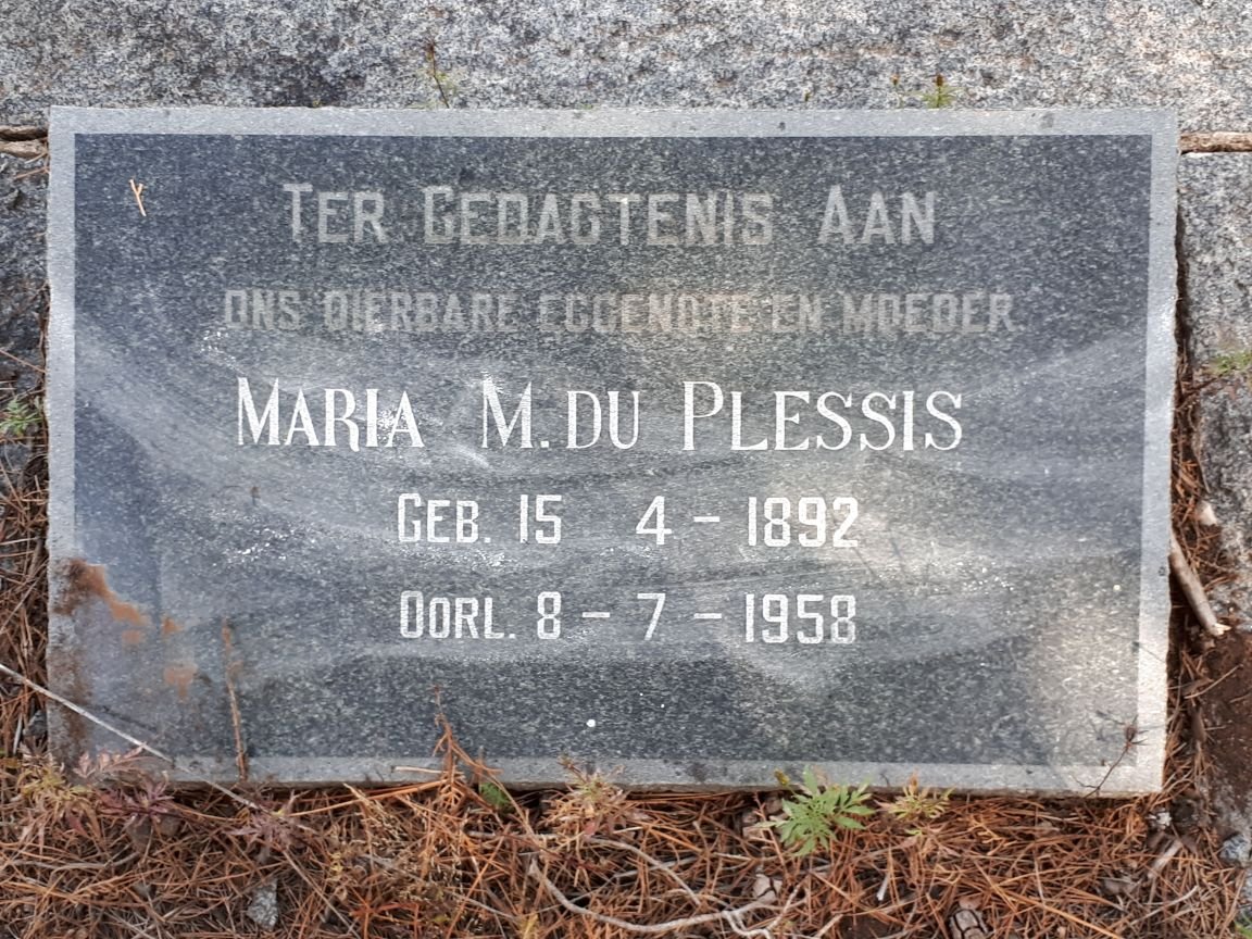 PLESSIS Maria M., du 1892-1958