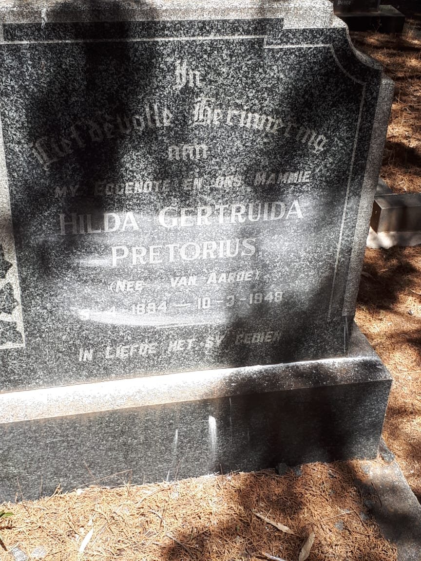 PRETORIUS Hilda Gertruida nee VAN AARDE 1894-1948