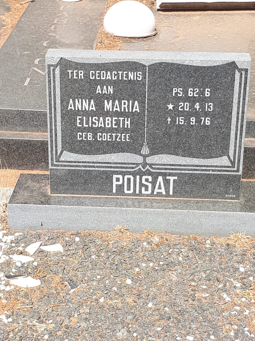 POISAT Anna Maria Elisabeth nee COETZEE 1913-1976