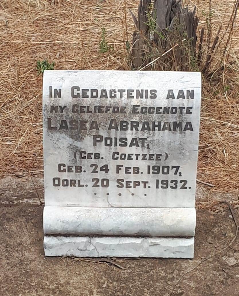 POISAT Lasea Abrahama nee COETZEE 1907-1932