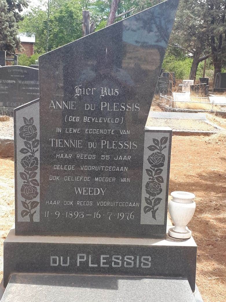 PLESSIS Annie, du nee BEYLEVELD 1893-1976