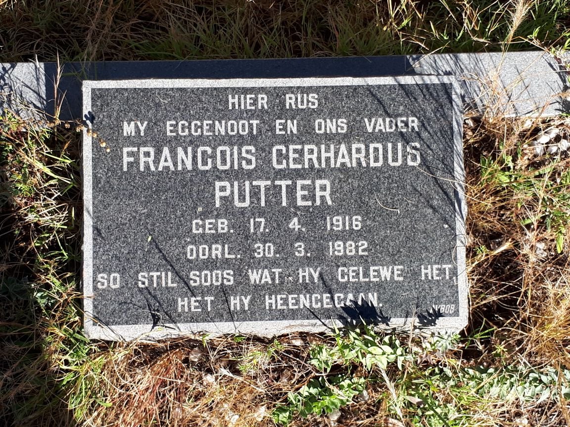 PUTTER Francois Gerhardus 1916-1982