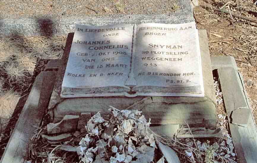 SNYMAN Johannes Cornelius 1908-1933