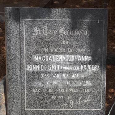 SMIT Magdalena Johanna voorheen KRUGER nee VAN DER WALT 1909-1995