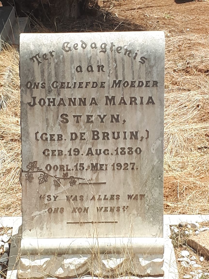 STEYN Johanna Maria nee DE BRUIN 1880-1927
