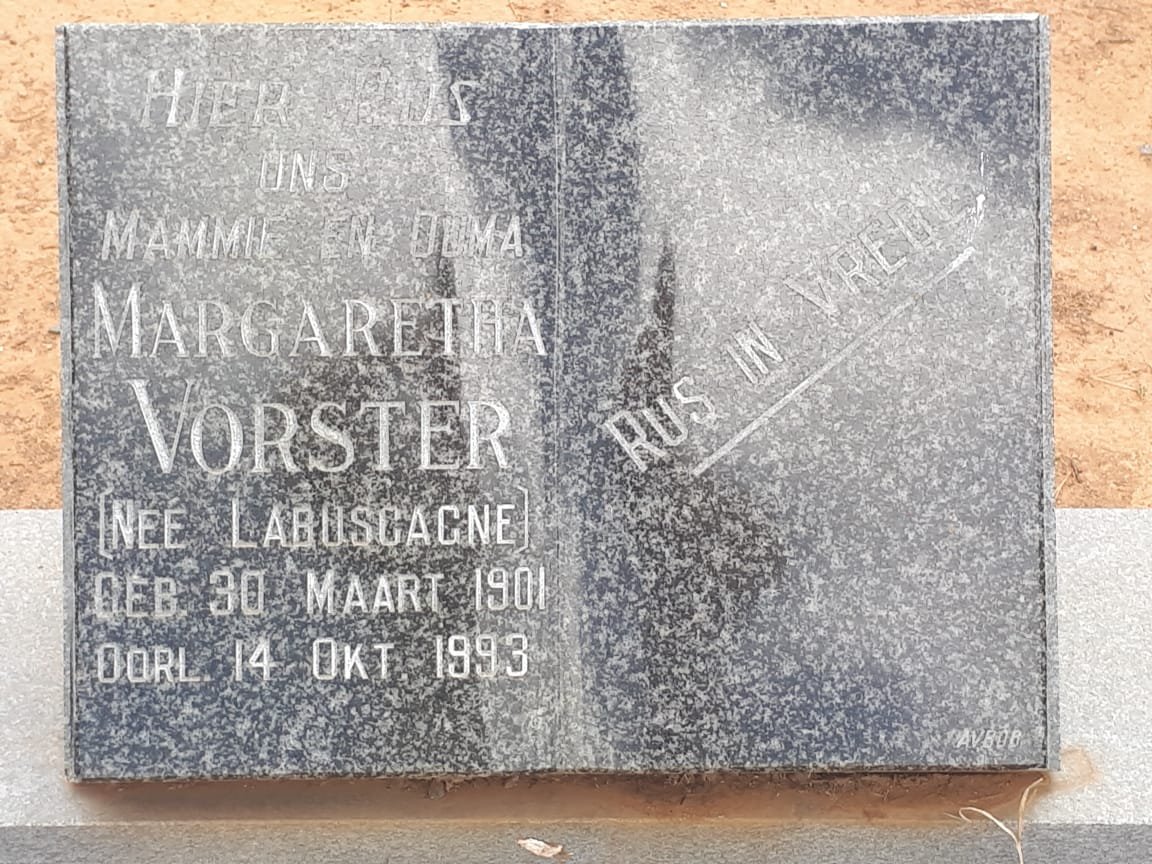 VORSTER Margaretha nee LABUSCAGNE 1901-1993