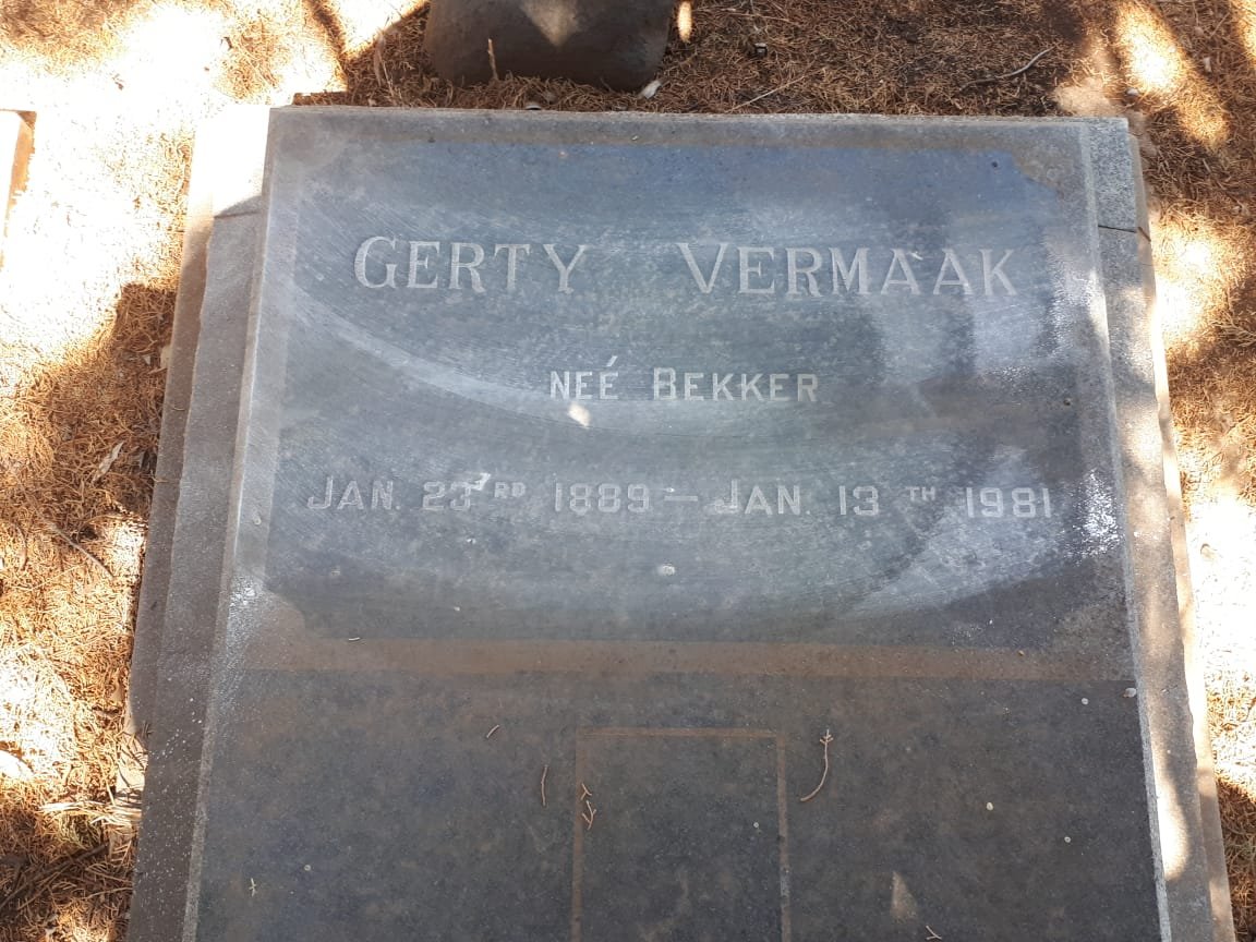 VERMAAK Gerty nee BEKKER 1889-1981