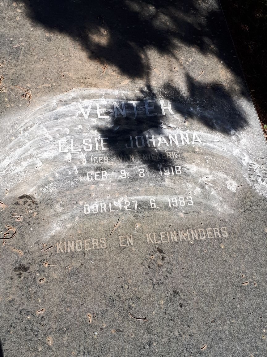 VENTER Elsie Johanna nee VAN NIEKERK 1916-1983