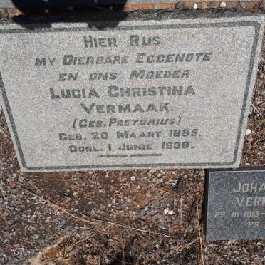 VERMAAK J.A. 1884-1967 &amp; Lucia Christina nee PRETORIUS 1885-1938