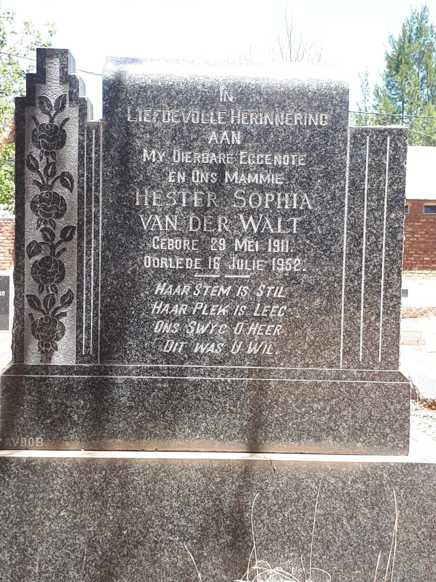 WALT Hester Sophia, van der 1911-1952