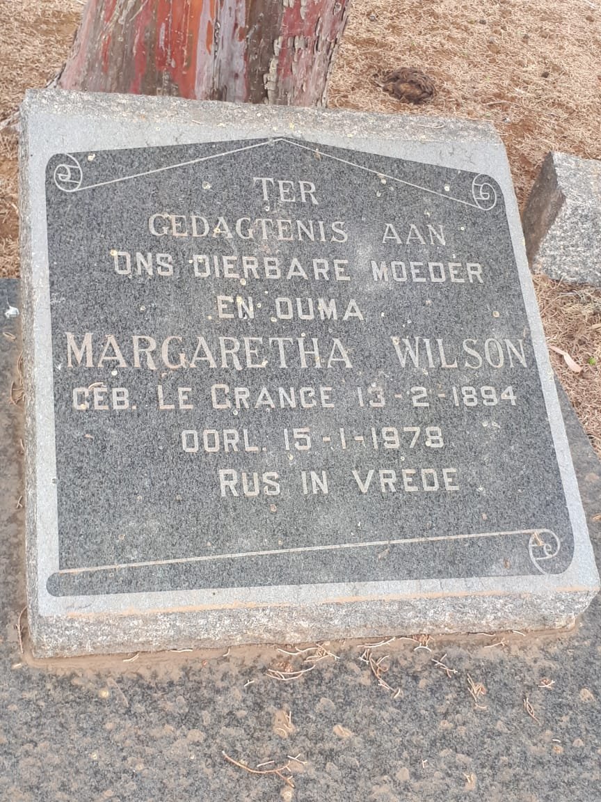 WILSON Margaretha nee LE GRANGE 1894-1978