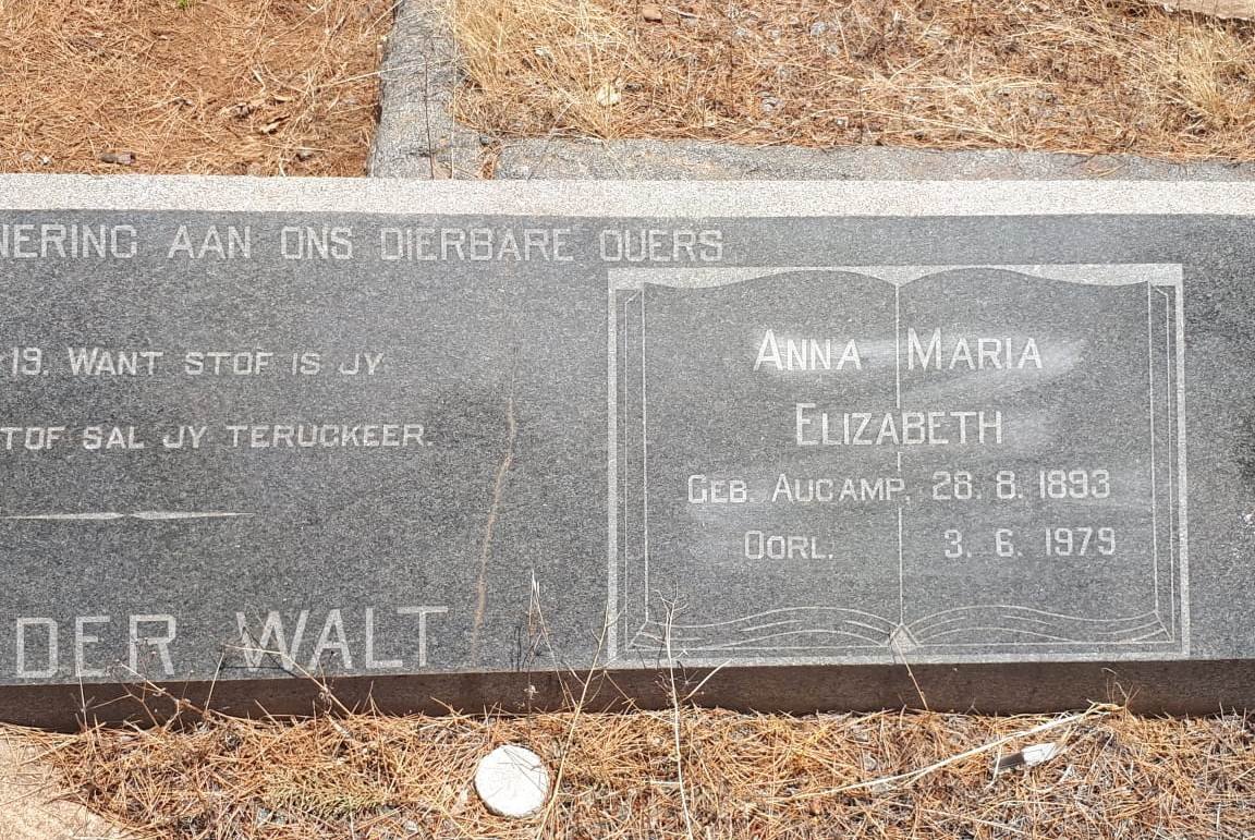 WALT Anna Maria Elizabeth, van der nee AUCAMP 1893-1979