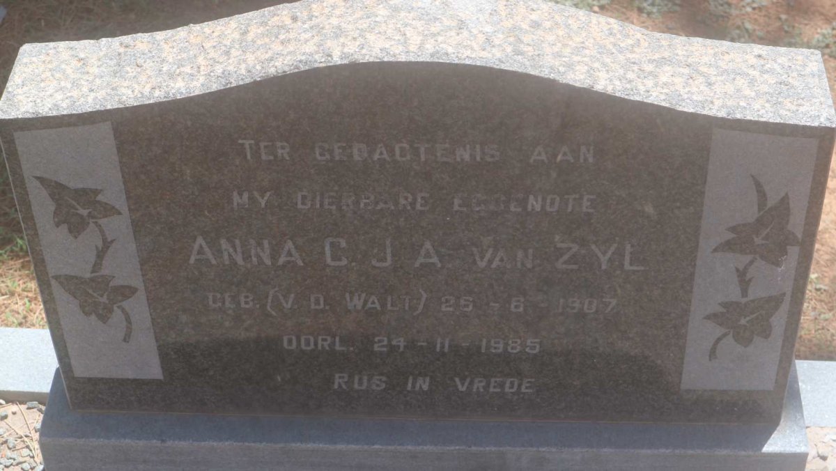 ZYL Anna C.J.A., van nee V.D.WALT 1907-1985