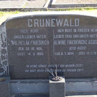 GRUNEWALD Wilhelm Friedrich 1891-1980 &amp; Alwine Friederieke Aguste BUSS 1894-1973