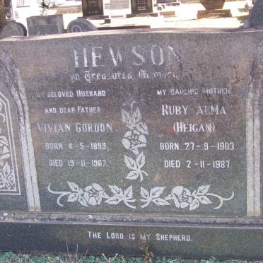 HEWSON Vivian Gordon 1899-1967 &amp; Ruby Alma HEIGAN 1903-1987