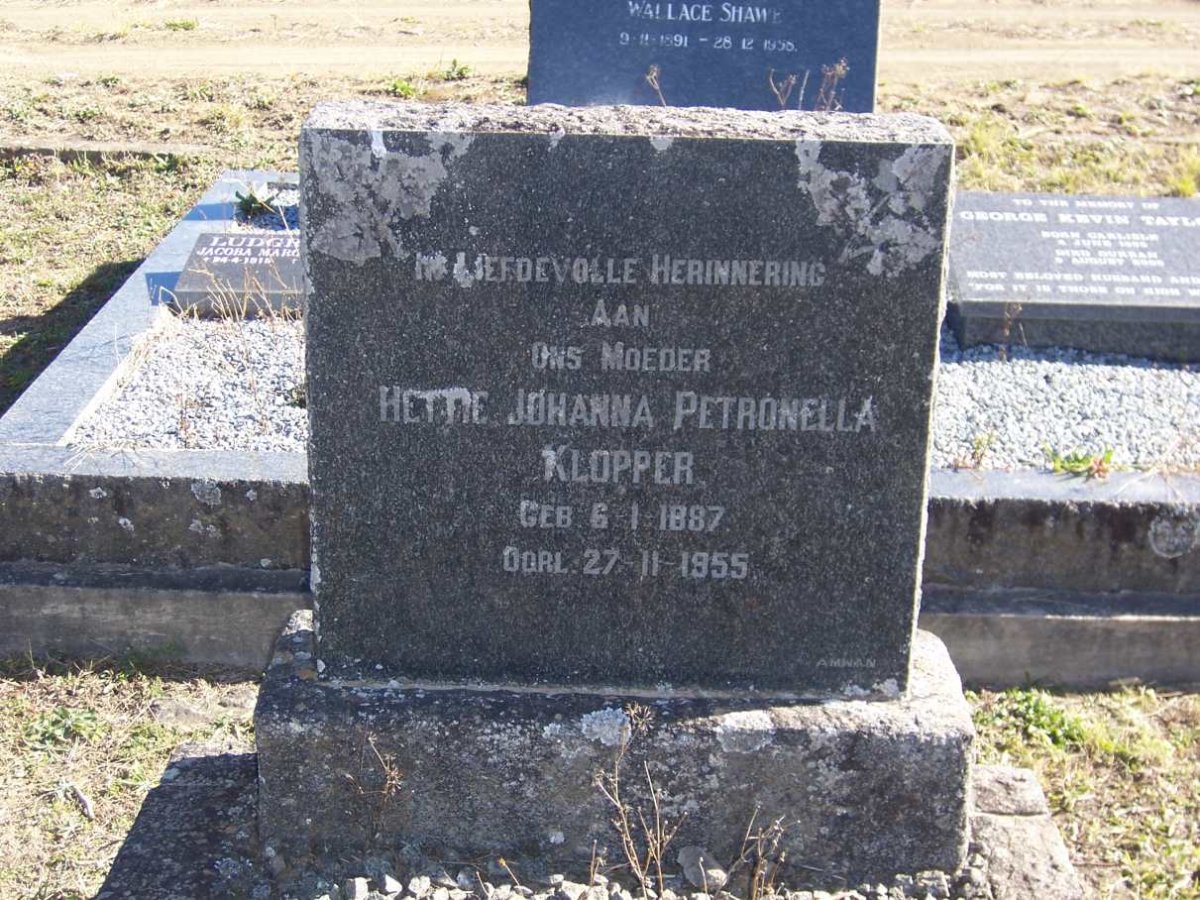 KLOPPER Hettie Johanna Petronella 1887-1955
