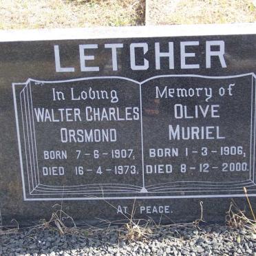 LETCHER Walter Charles Orsmond 1907-1973 &amp; Olive Muriel 1906-2000