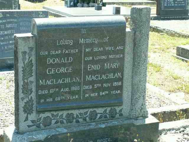 MACLACHLAN Donald George   -1966 &amp; Enid Mary  -1958