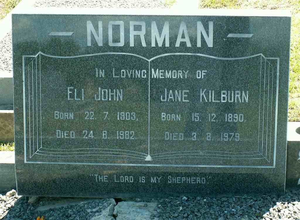 NORMAN Eli John 1903-1982 &amp; Jane Kilburn 1890-1979