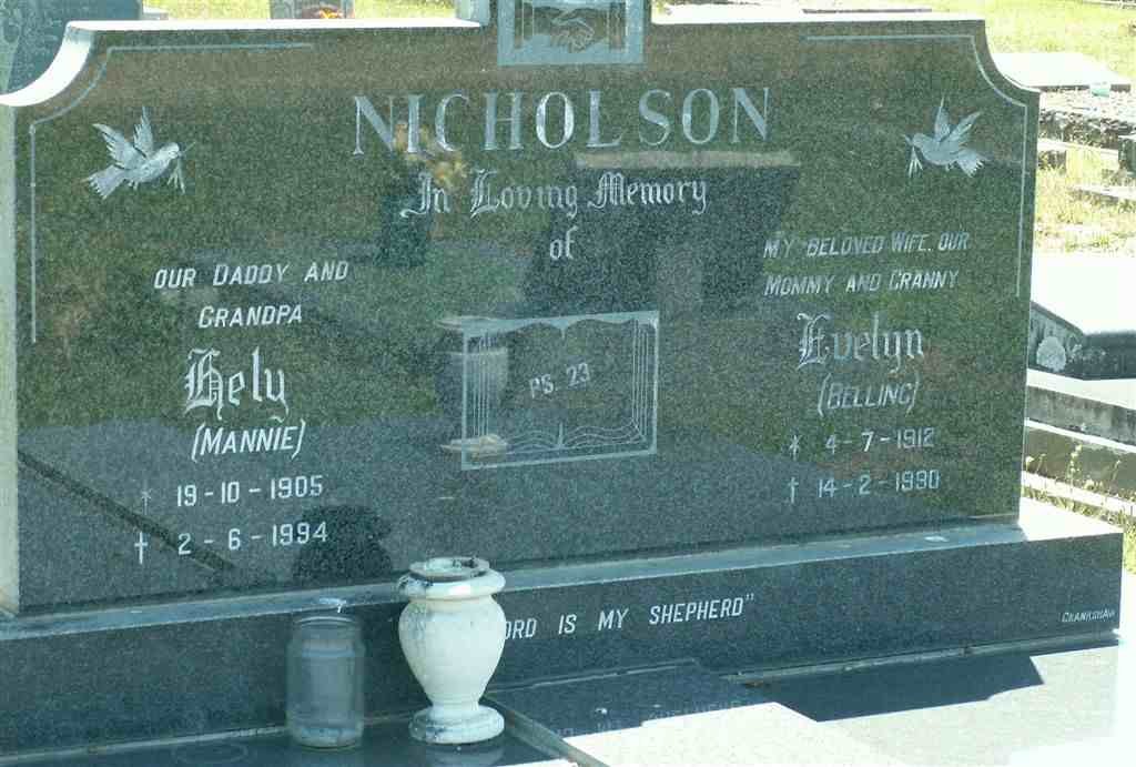 NICHOLSON Hely 1905-1994 &amp; Evelyn BELLING 1912-1990