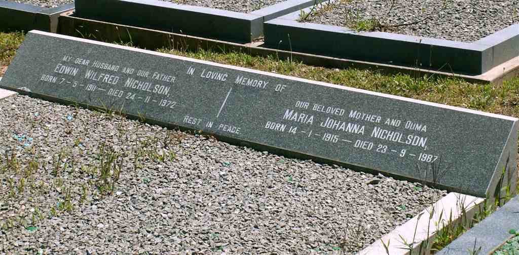 NICHOLSON Edwin Wilfred 1911-1972 &amp; Maria Johanna 1915-1987