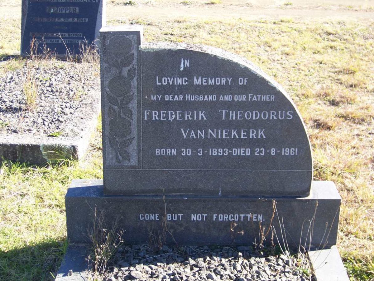 NIEKERK Frederik Theodorus, van 1893-1961